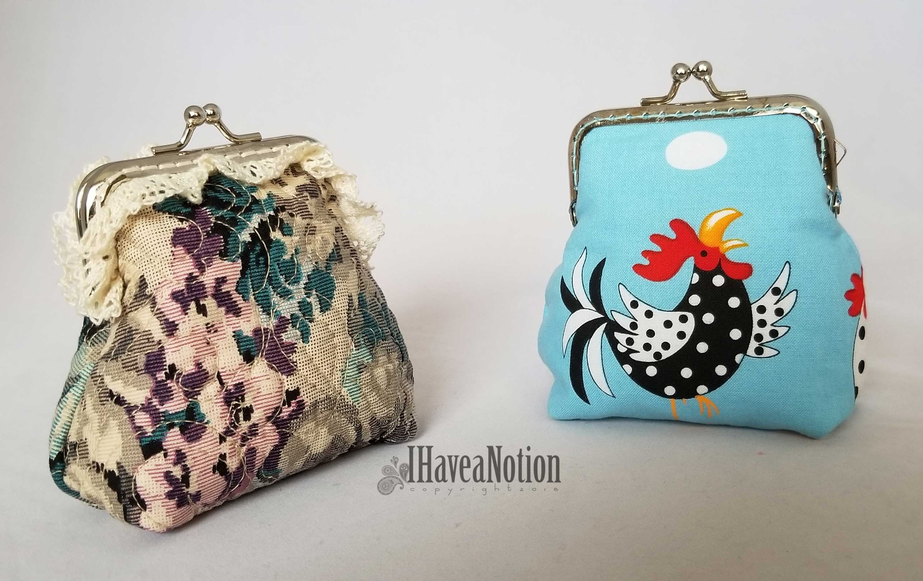 2 coin purses from different fabrics