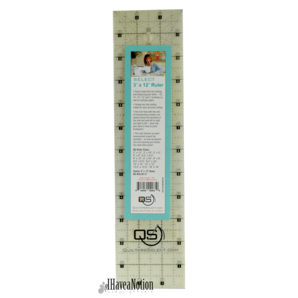 Quilters Select 3x12 inch non slip rotary ruler