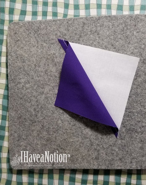 Pressing a bias seam on a Wool Pressing Mat