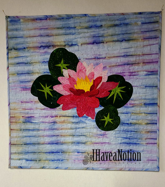 Water Pink Lily Quilt finshed front